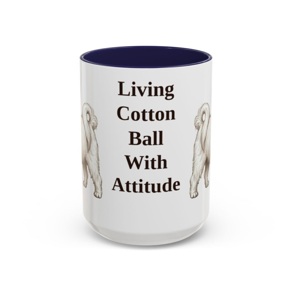 15oz Funny Maltese Mug, Navy, front view