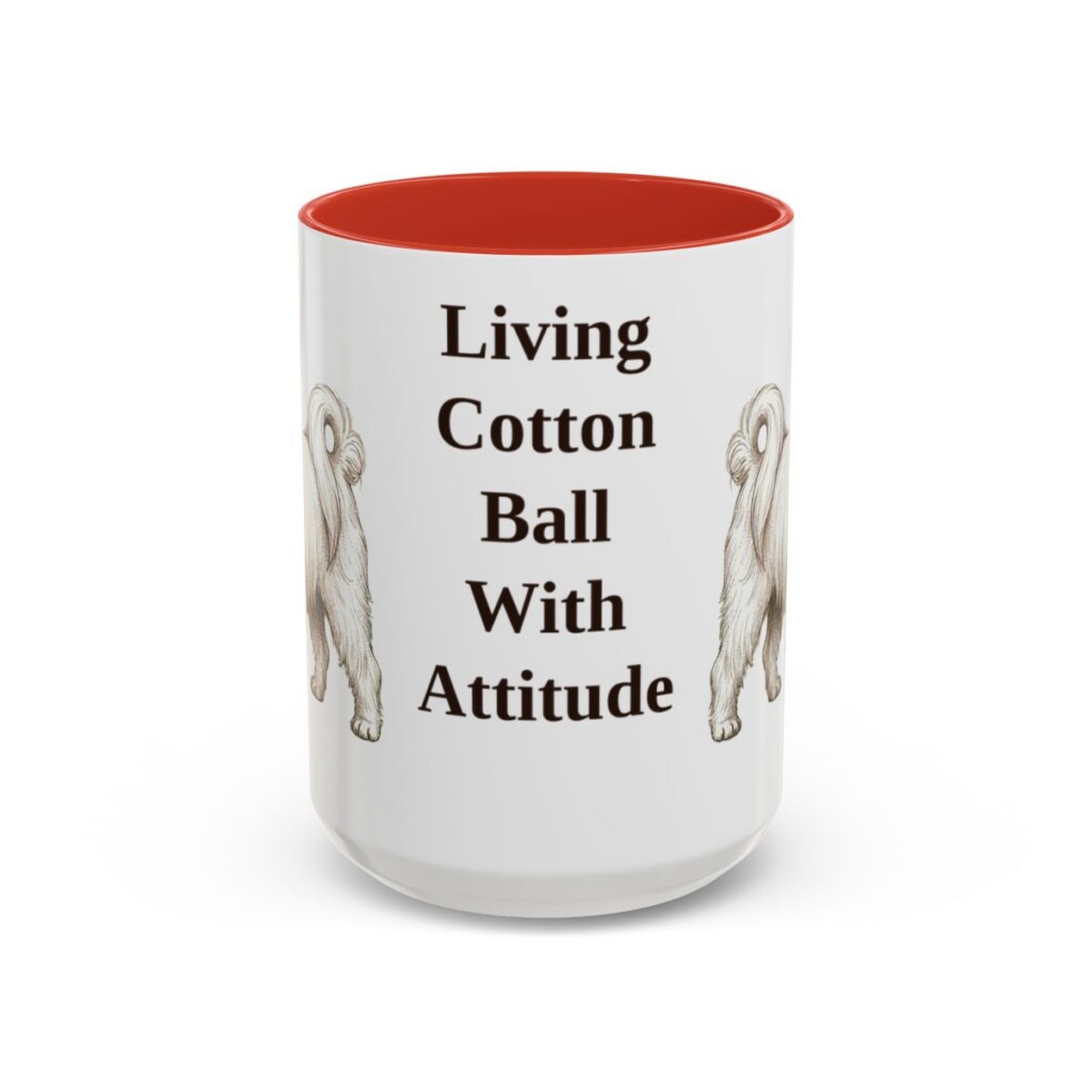 15oz Funny Maltese Mug, Red, front view