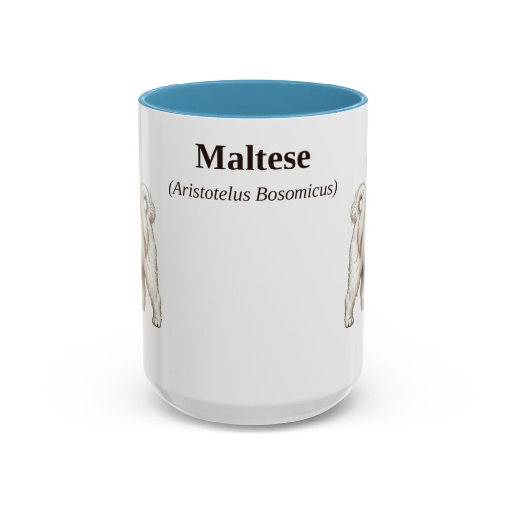15oz Maltese Latin Mug, Light Blue, front view