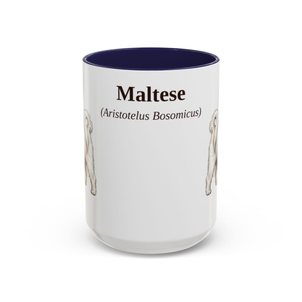 15oz Maltese Latin Mug, Navy, front view