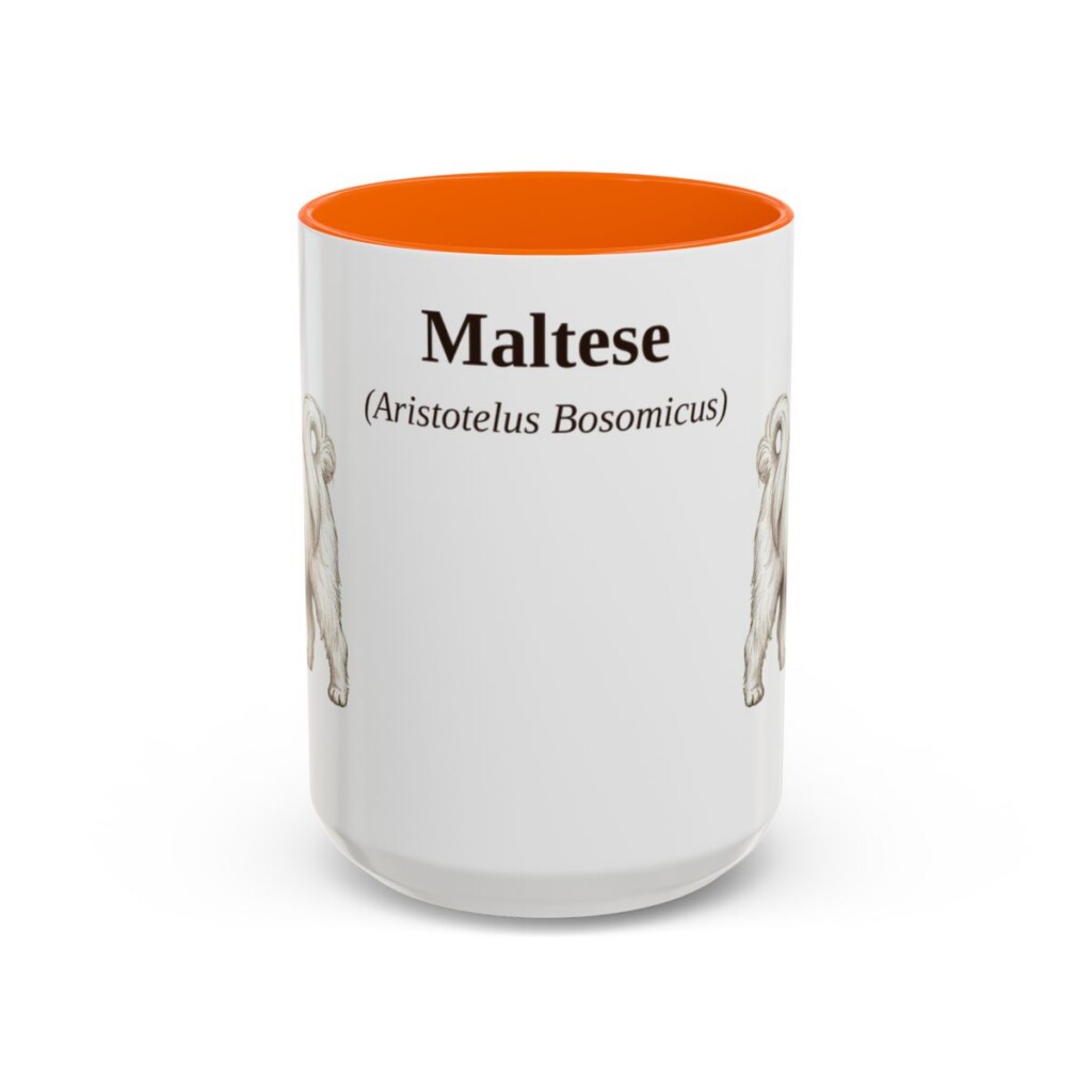 15oz Maltese Latin Mug, Orange, front view