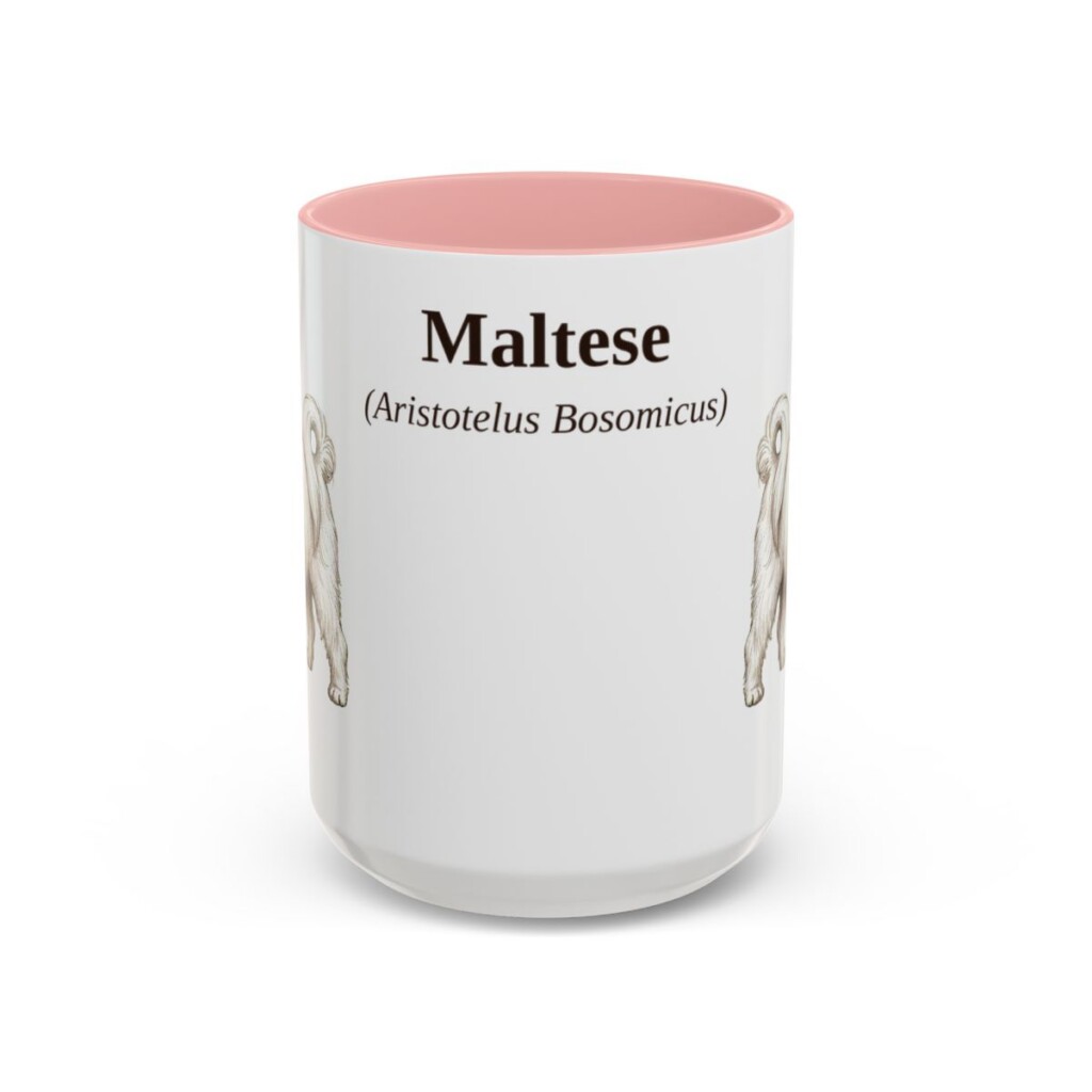 15oz Maltese Latin Mug, Pink, front view