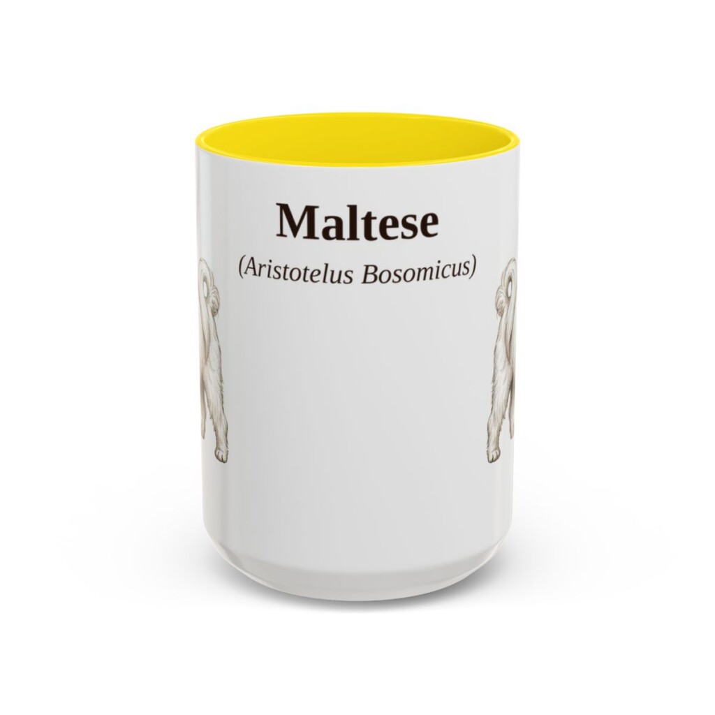 15oz Maltese Latin Mug, Yellow, front view