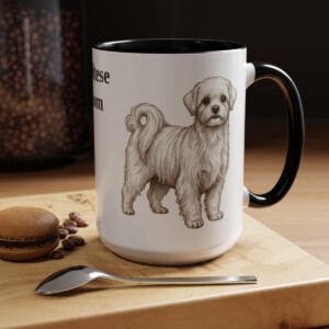 15oz Maltese Dog Mom Mug, Black, lifestyle photo