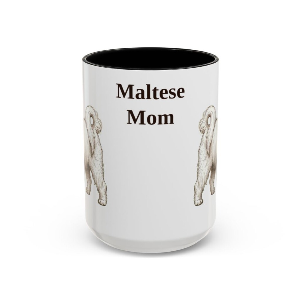 15oz Maltese Dog Mom Mug, Black, front view
