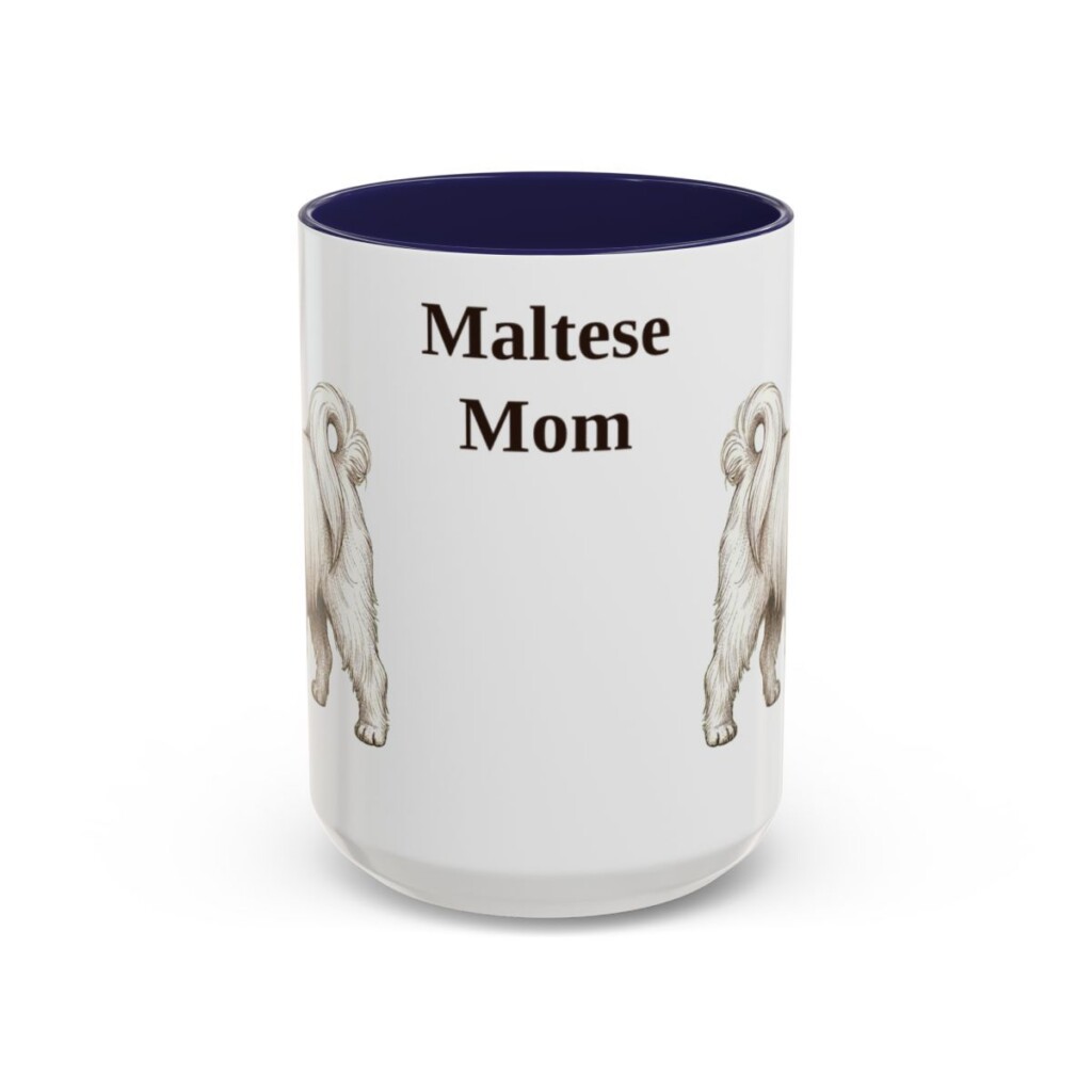 15oz Maltese Dog Mom Mug, Navy, front view
