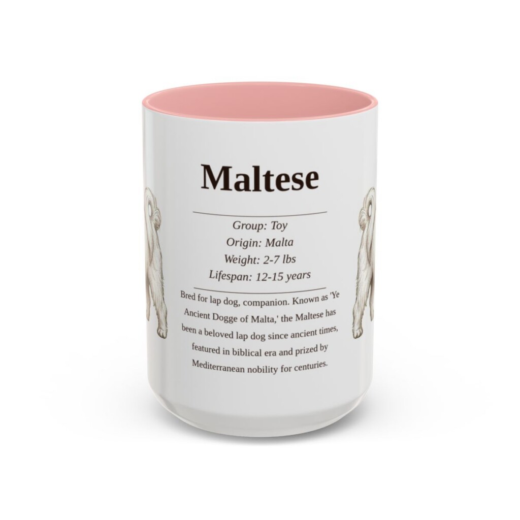 15oz Maltese Mug, Pink, front view