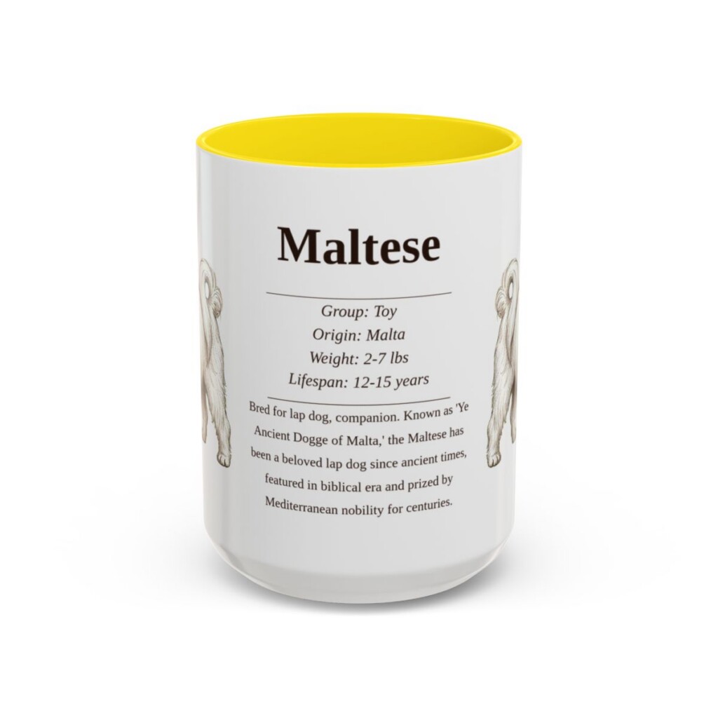 15oz Maltese Mug, Yellow, front view