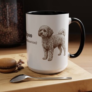 15oz Maltipoo Latin Mug, Black, lifestyle photo