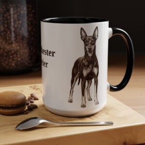 15oz Manchester Terrier Mug, Black, lifestyle photo