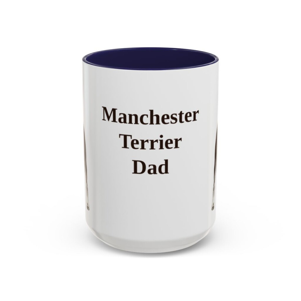 15oz Manchester Terrier Dog Dad Mug, Navy, front view