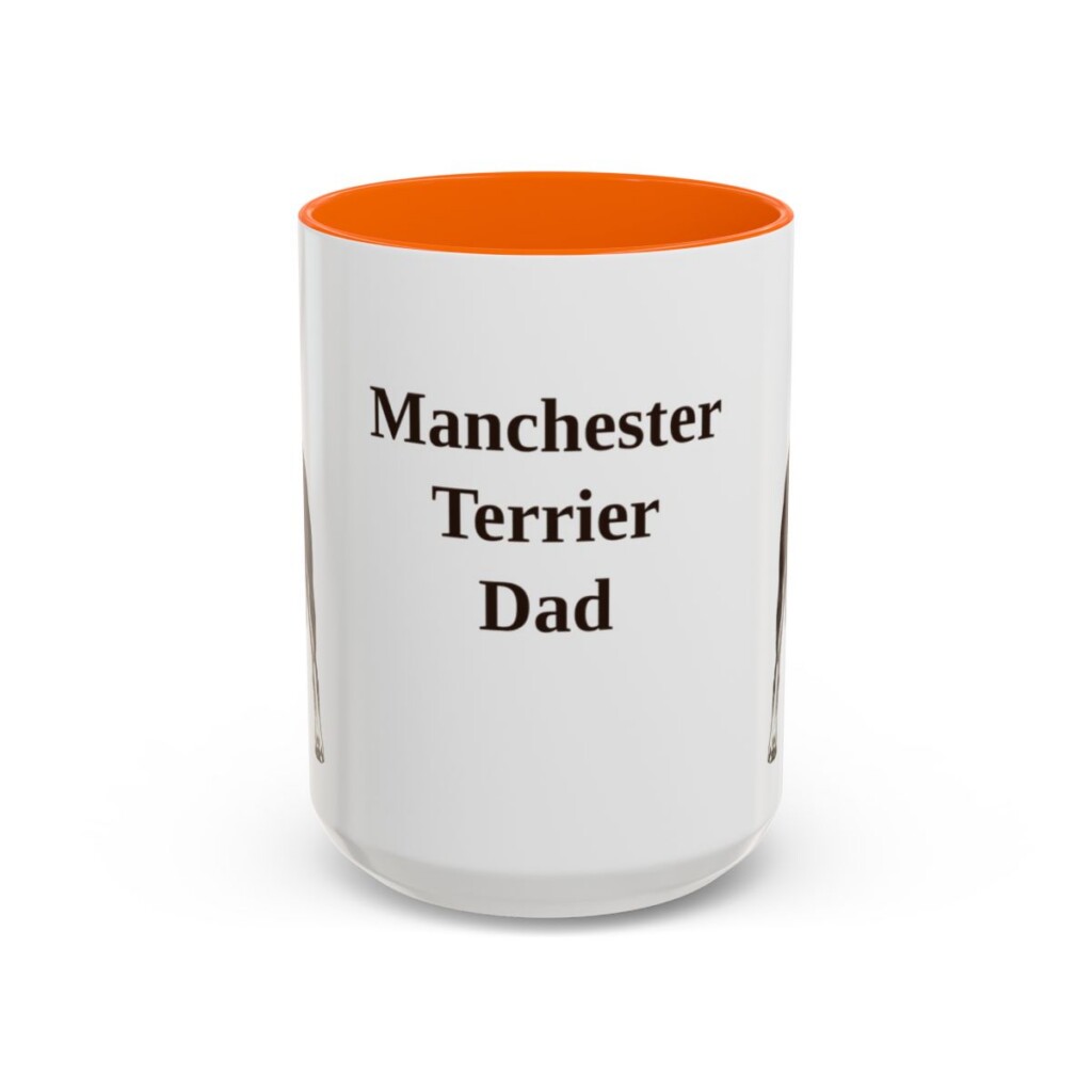 15oz Manchester Terrier Dog Dad Mug, Orange, front view