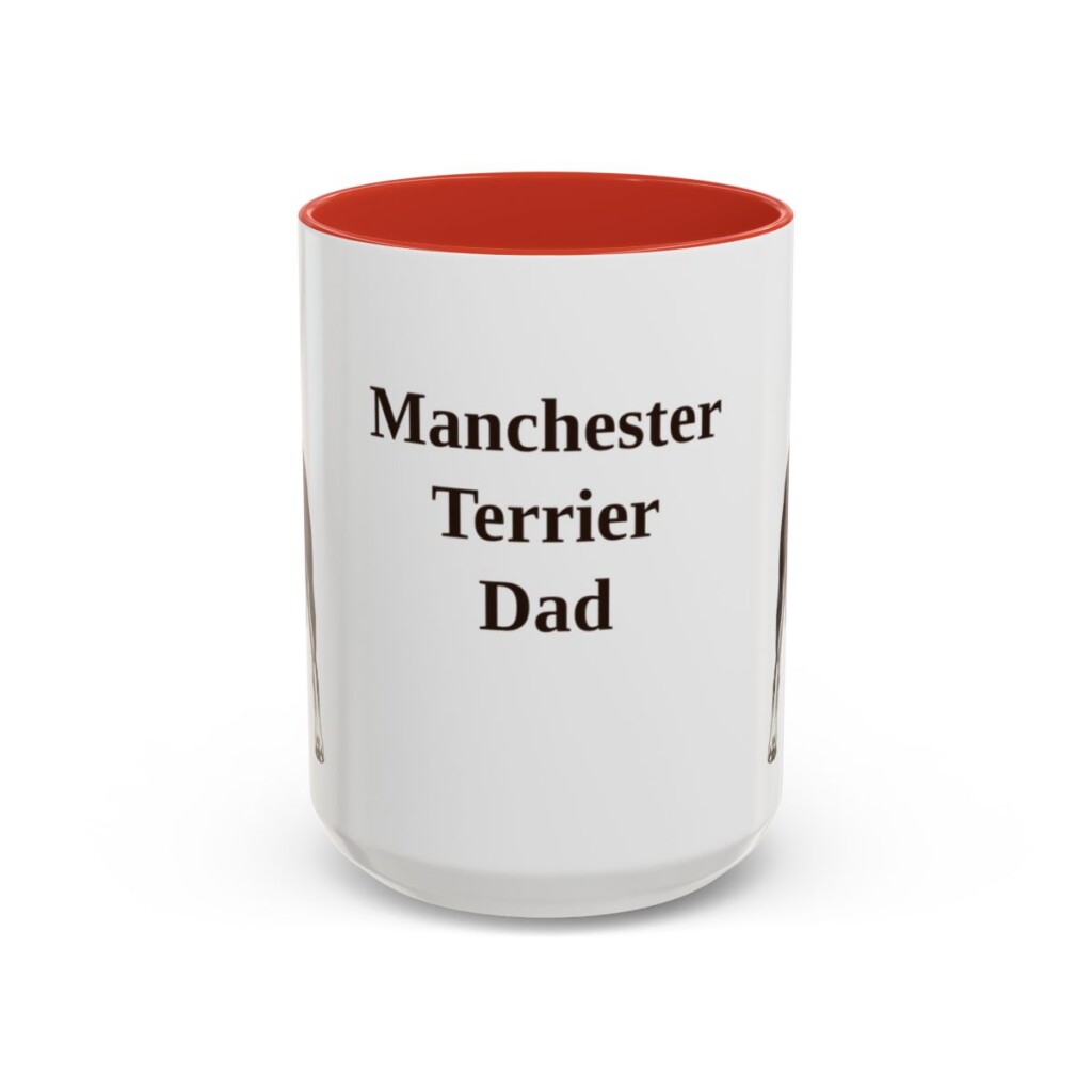 15oz Manchester Terrier Dog Dad Mug, Red, front view
