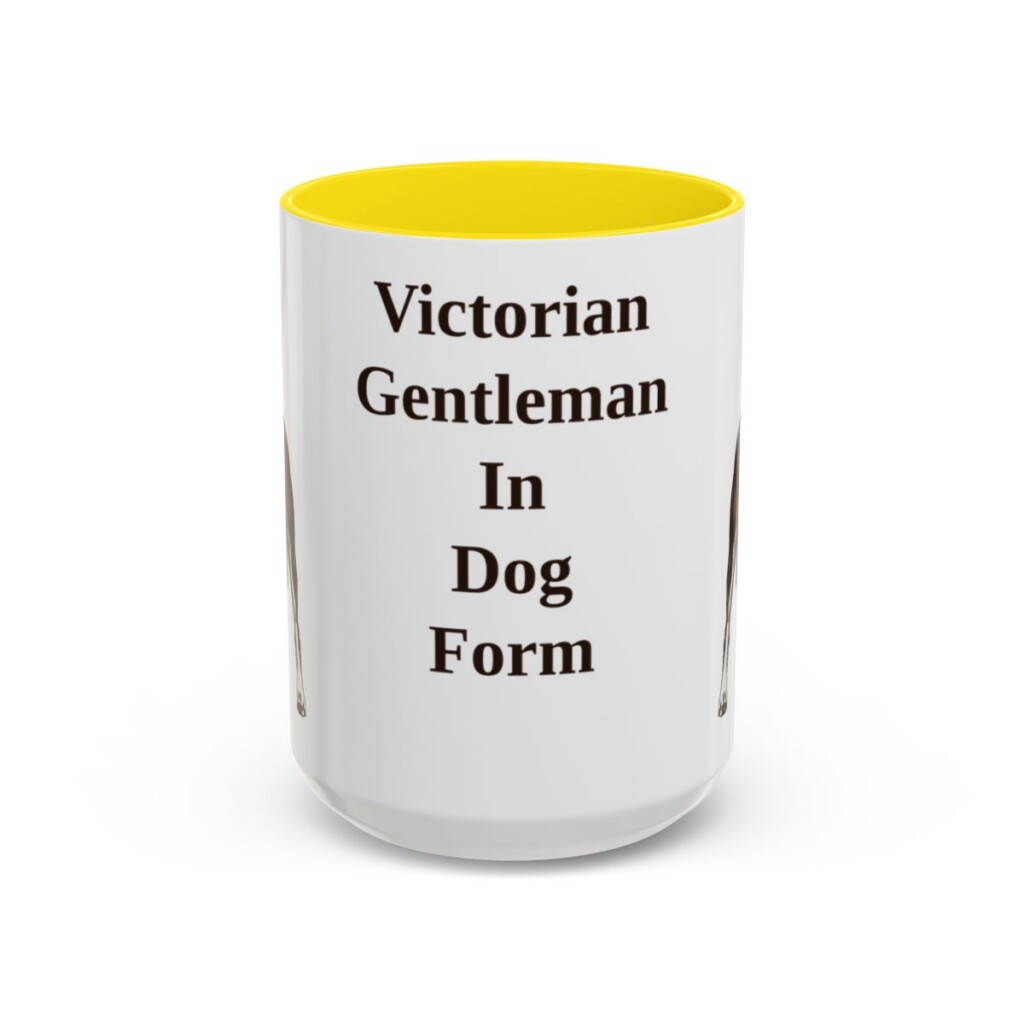 15oz Funny Manchester Terrier Mug, Yellow, front view