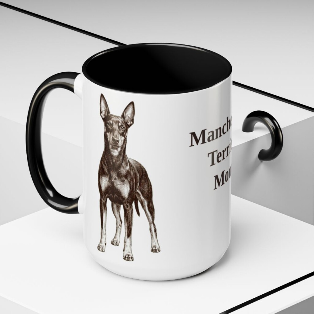 15oz-manchester-terrier-mug-mom-black-context-2 15oz Manchester Terrier Dog Mom Mug, Black, lifestyle photo
