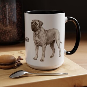 15oz Mastiff Mug, Black, lifestyle photo