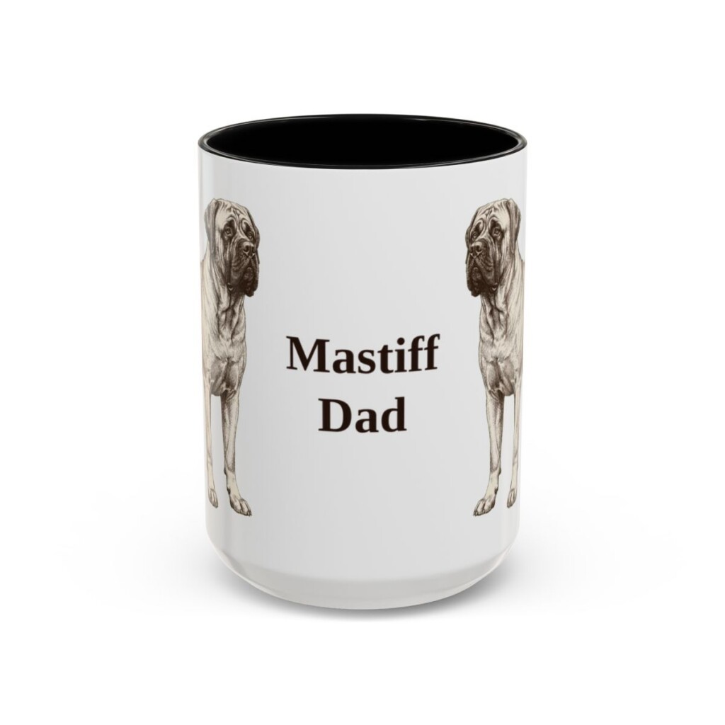 15oz Mastiff Dog Dad Mug, Black, front view