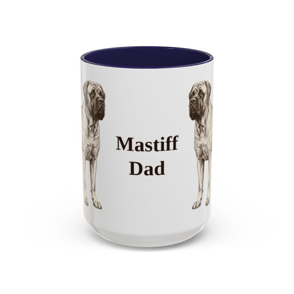 15oz Mastiff Dog Dad Mug, Navy, front view