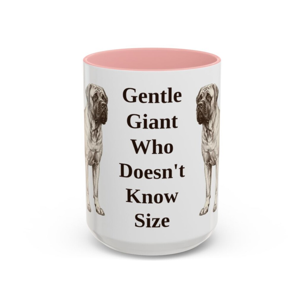 15oz-mastiff-mug-humor-pink 15oz Funny Mastiff Mug, Pink, front view