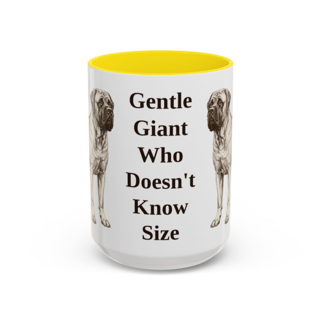15oz-mastiff-mug-humor-yellow 15oz Funny Mastiff Mug, Yellow, front view