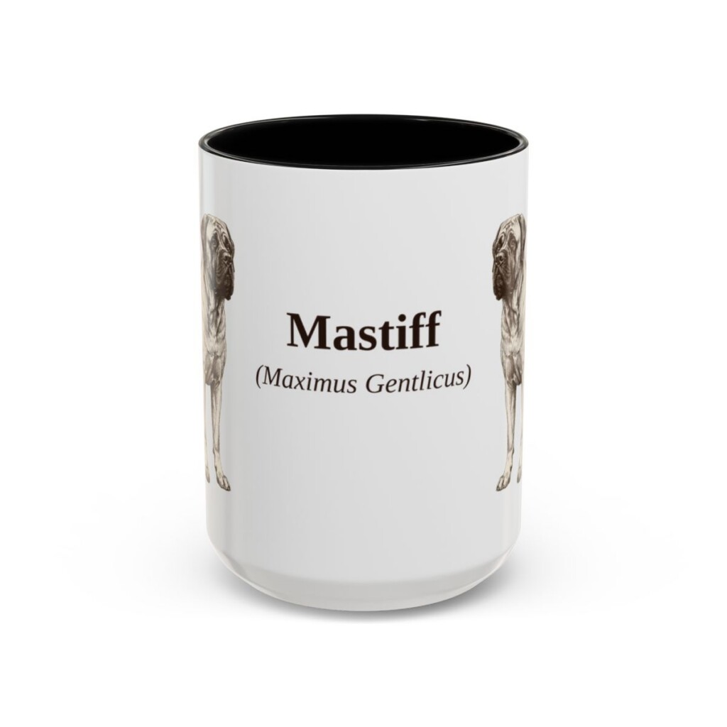 15oz Mastiff Latin Mug, Black, front view