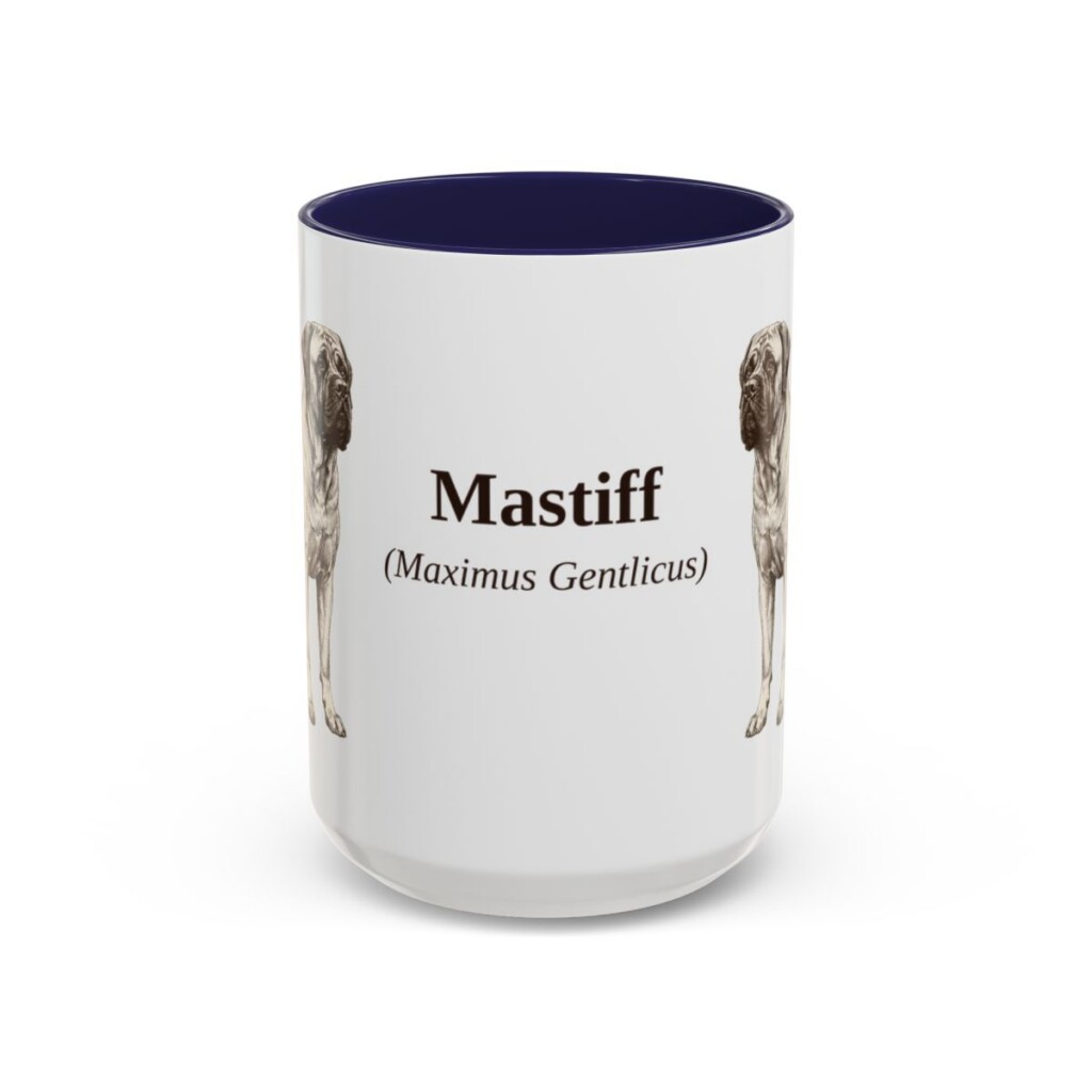 15oz Mastiff Latin Mug, Navy, front view