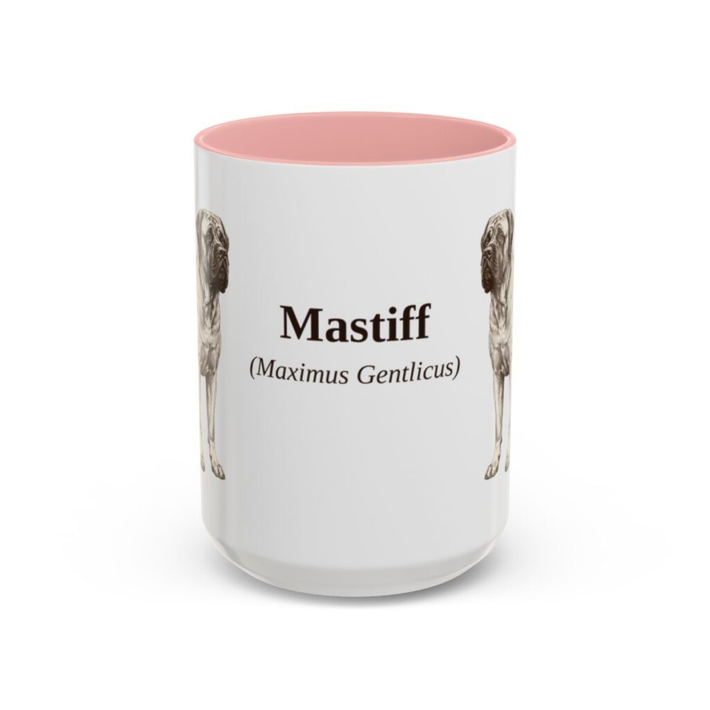 15oz Mastiff Latin Mug, Pink, front view