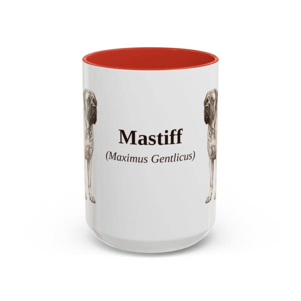 15oz Mastiff Latin Mug, Red, front view