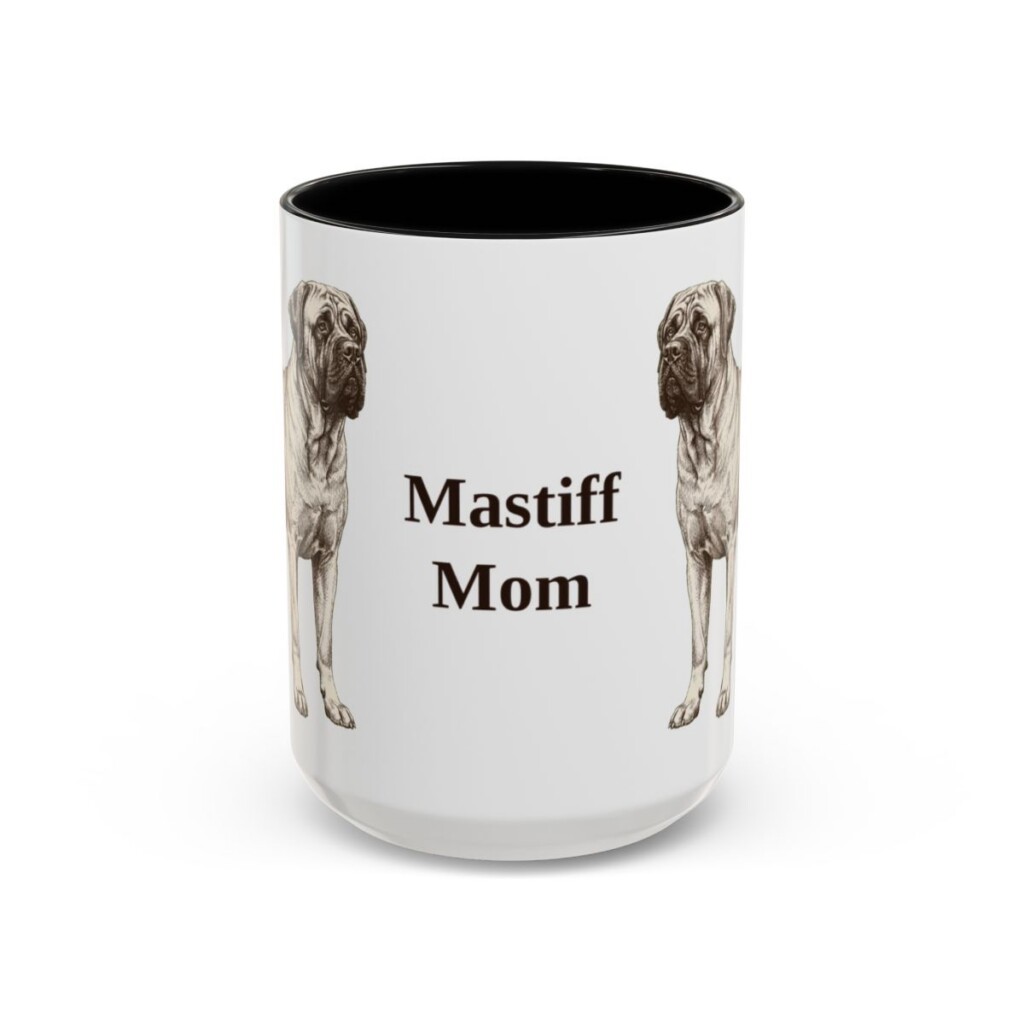 15oz Mastiff Dog Mom Mug, Black, front view