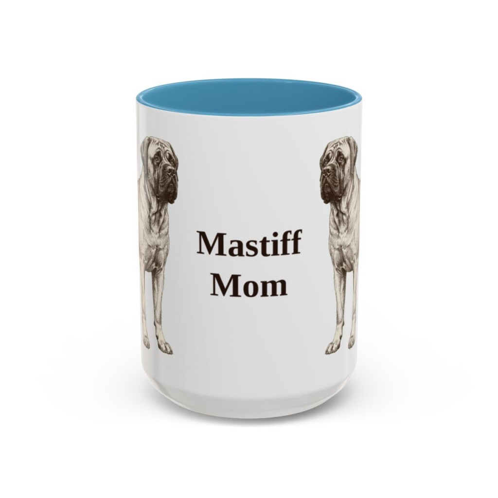 15oz Mastiff Dog Mom Mug, Light Blue, front view