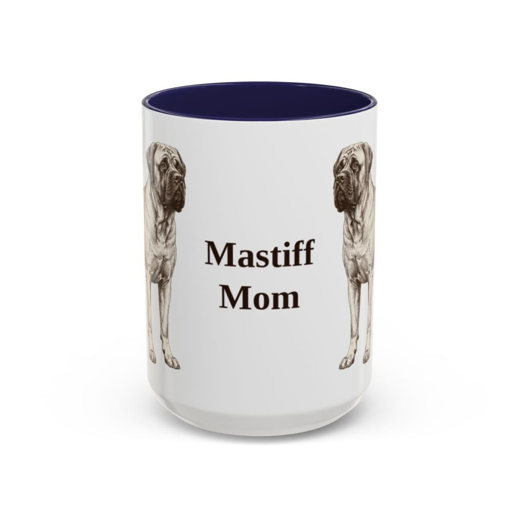 15oz Mastiff Dog Mom Mug, Navy, front view