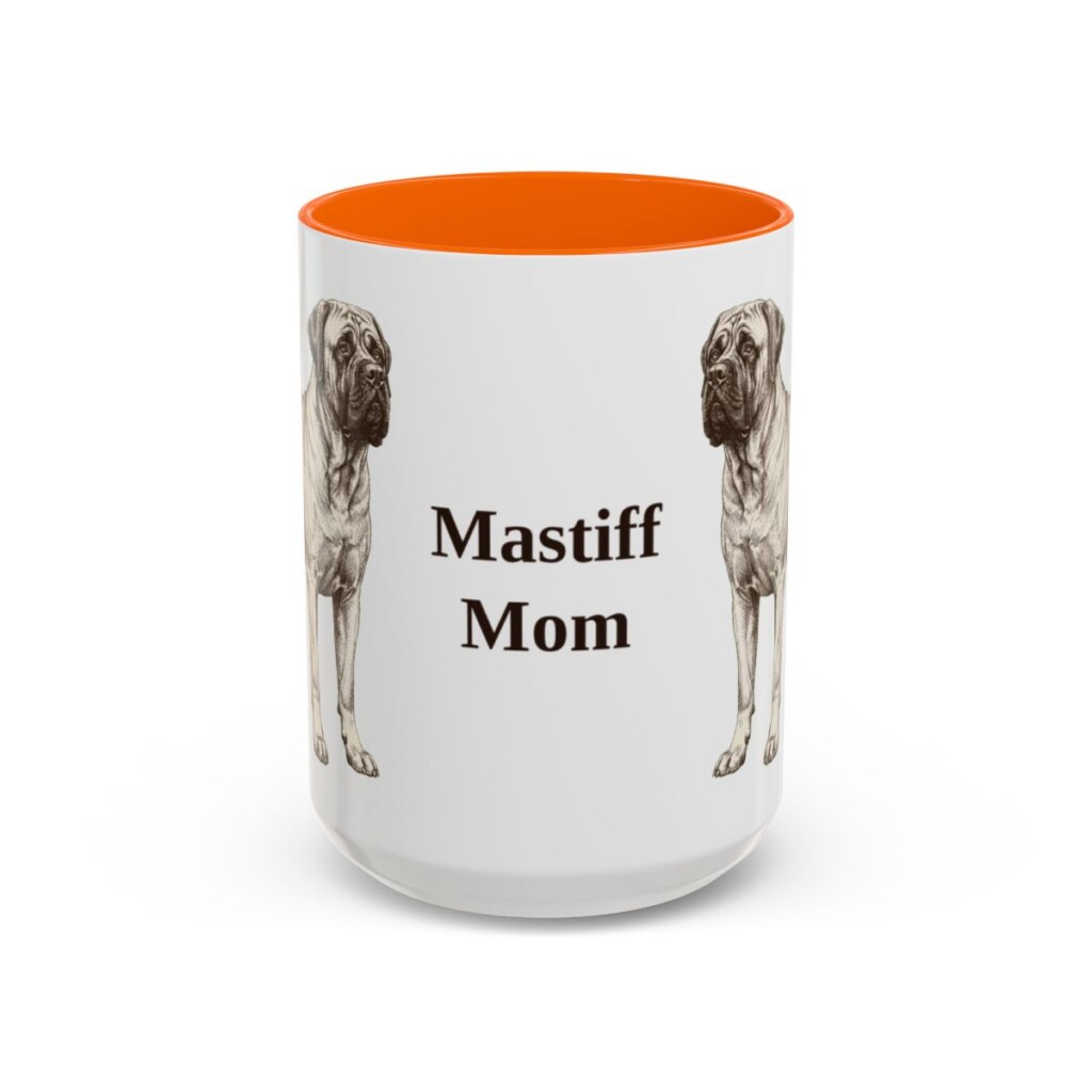 15oz Mastiff Dog Mom Mug, Orange, front view