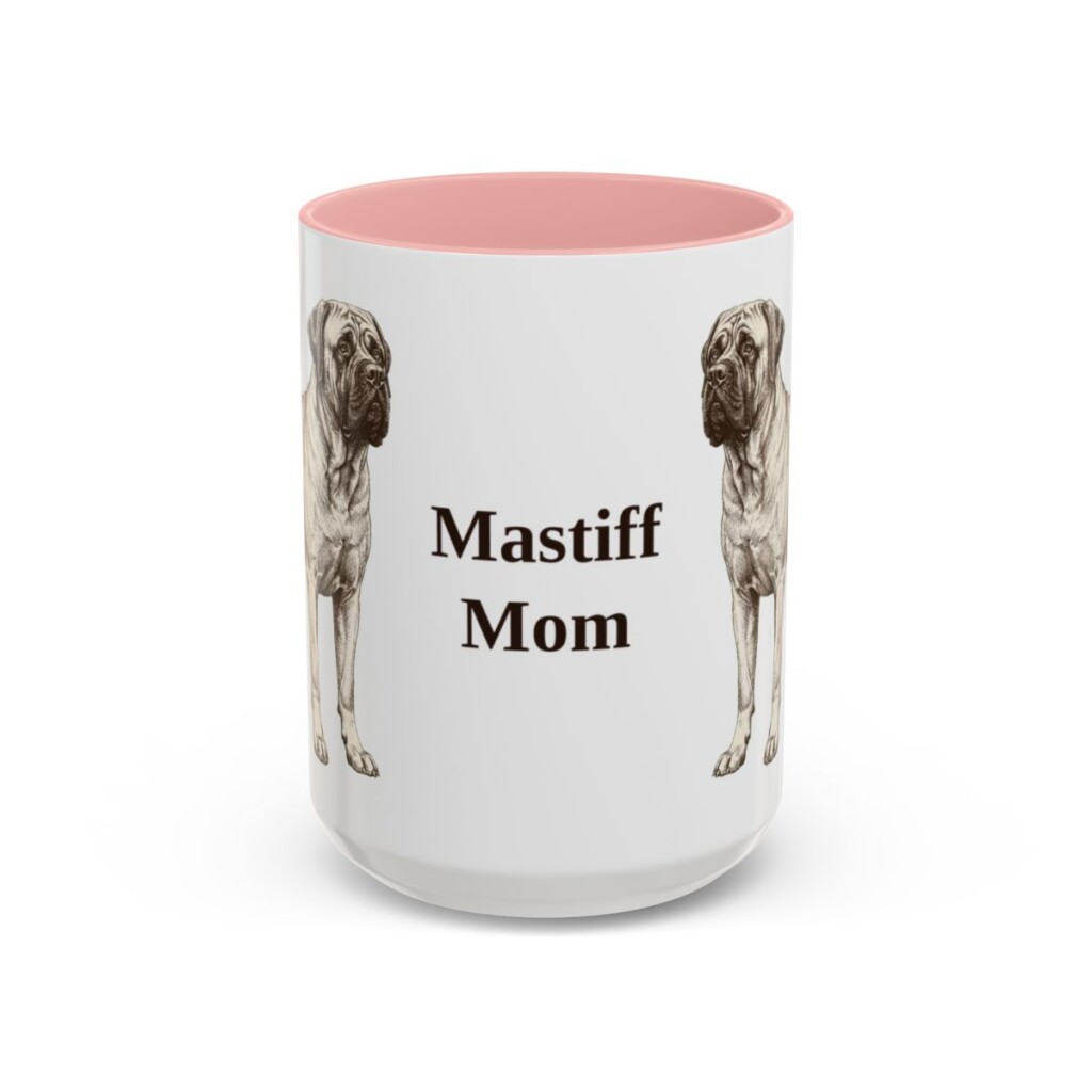 15oz Mastiff Dog Mom Mug, Pink, front view