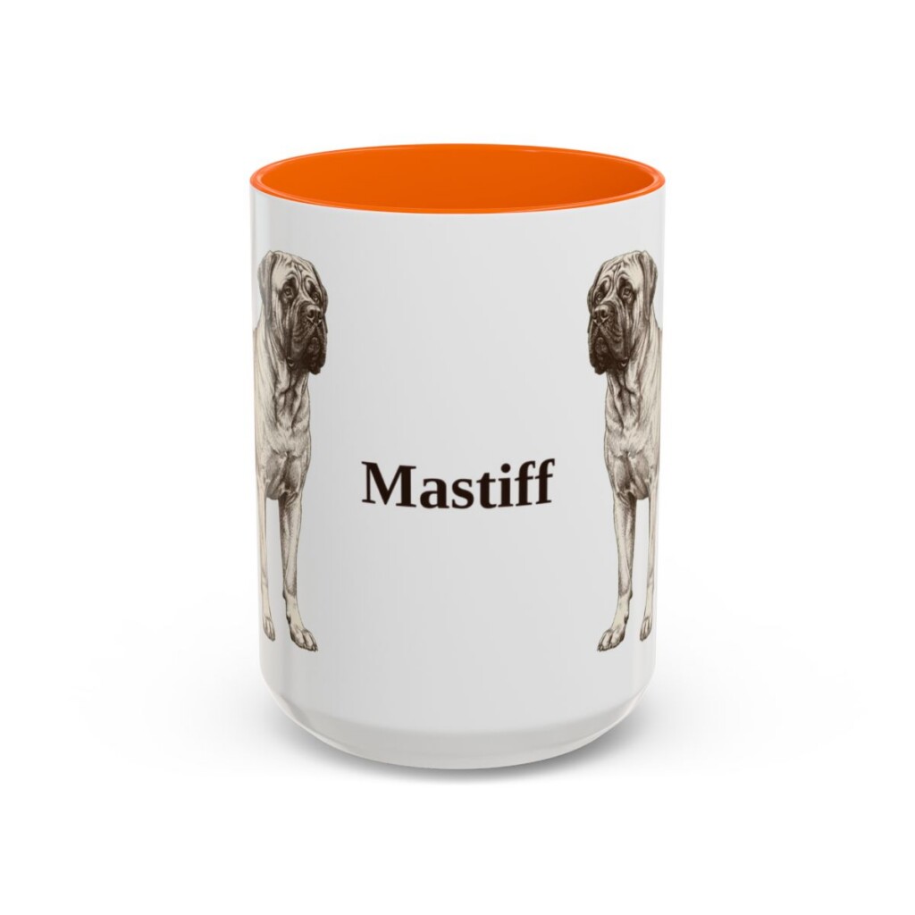 15oz Mastiff Mug, Orange, front view
