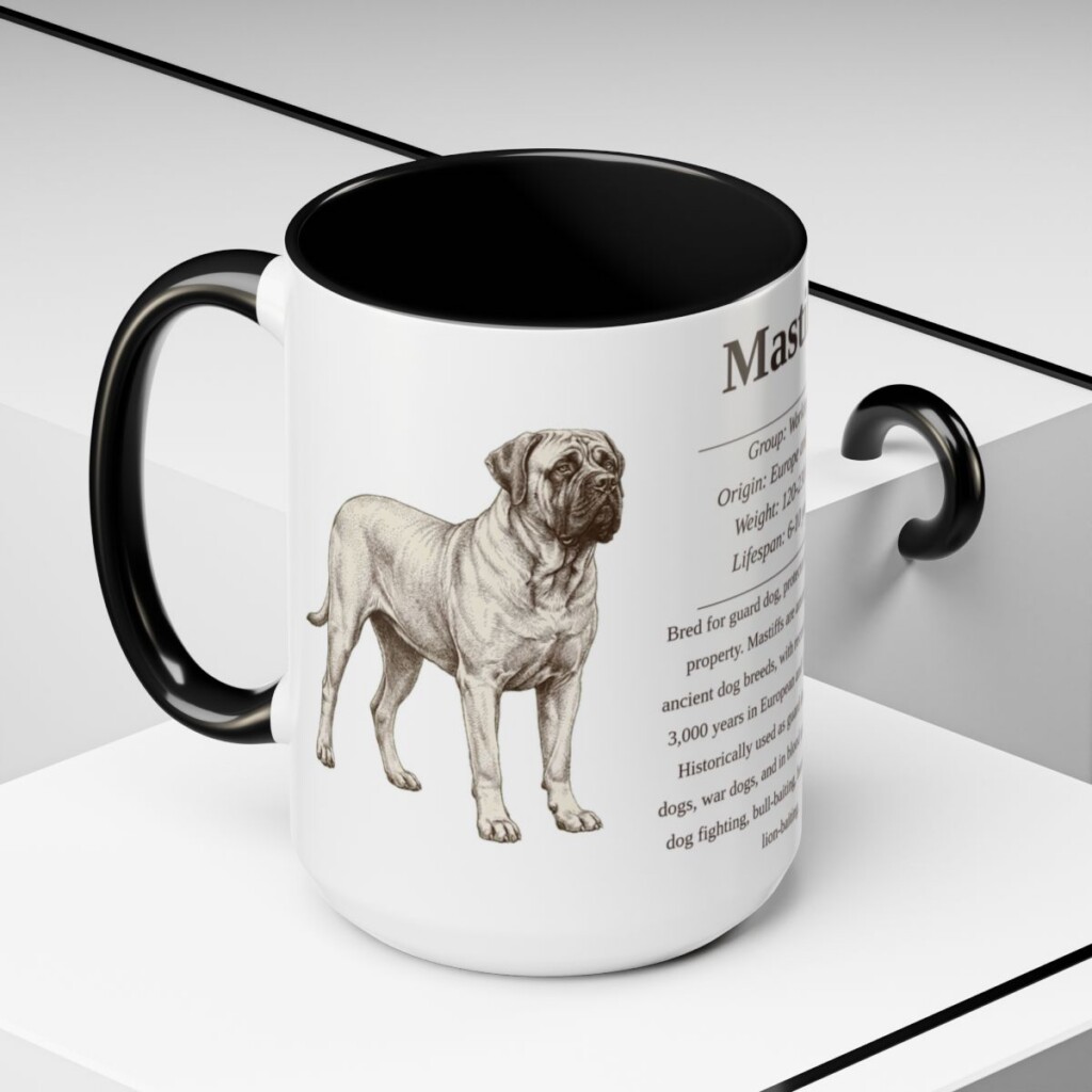 15oz Mastiff Mug, Black, lifestyle photo
