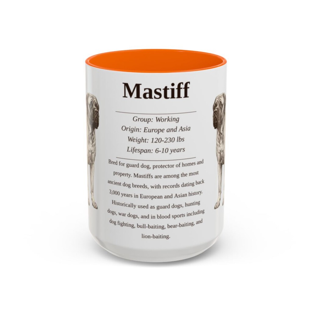 15oz Mastiff Mug, Orange, front view