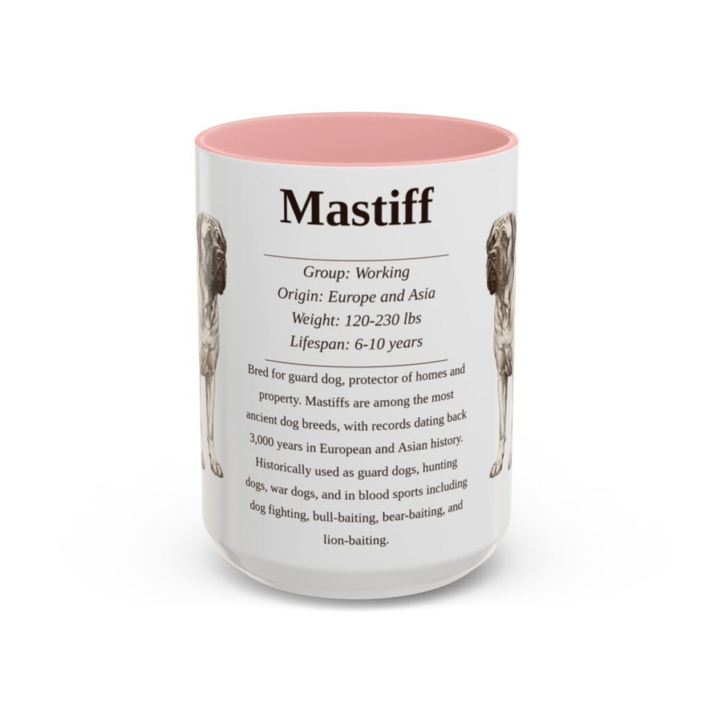15oz Mastiff Mug, Pink, front view