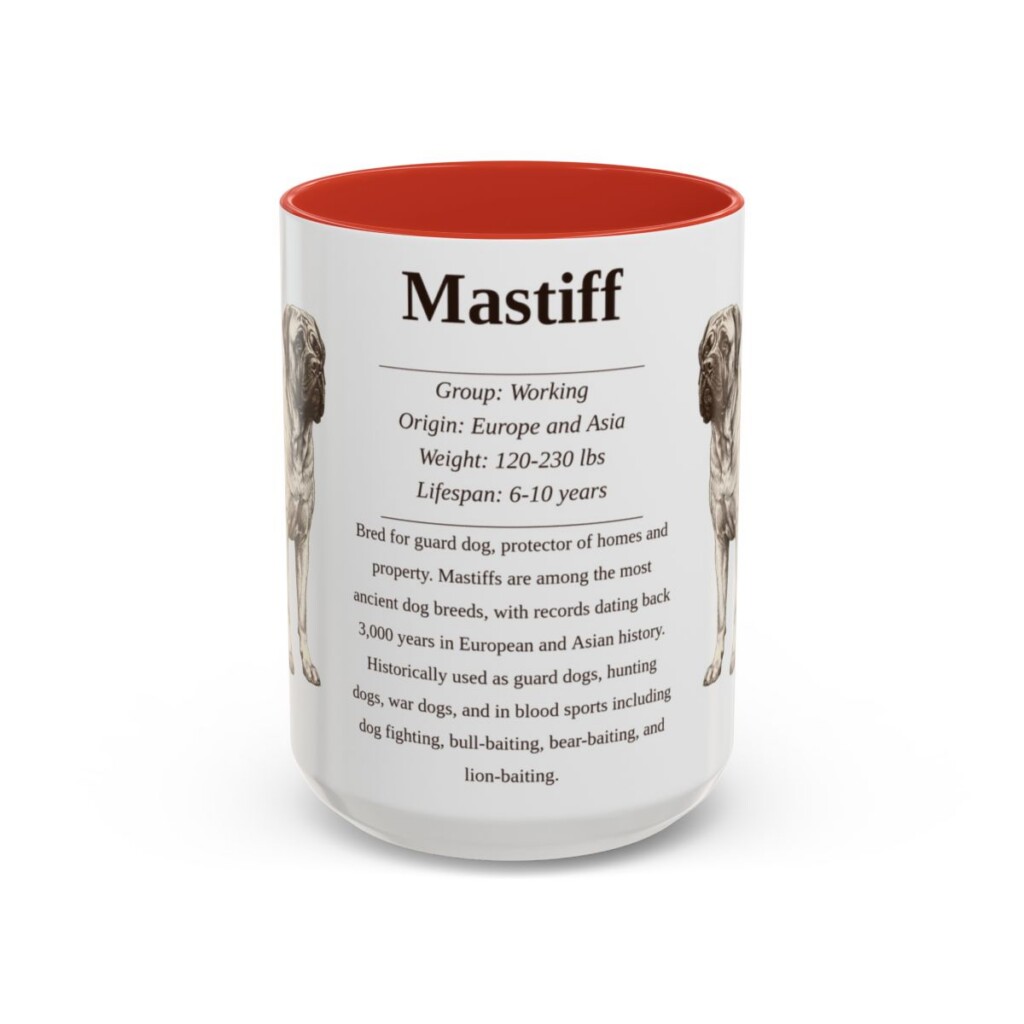 15oz Mastiff Mug, Red, front view