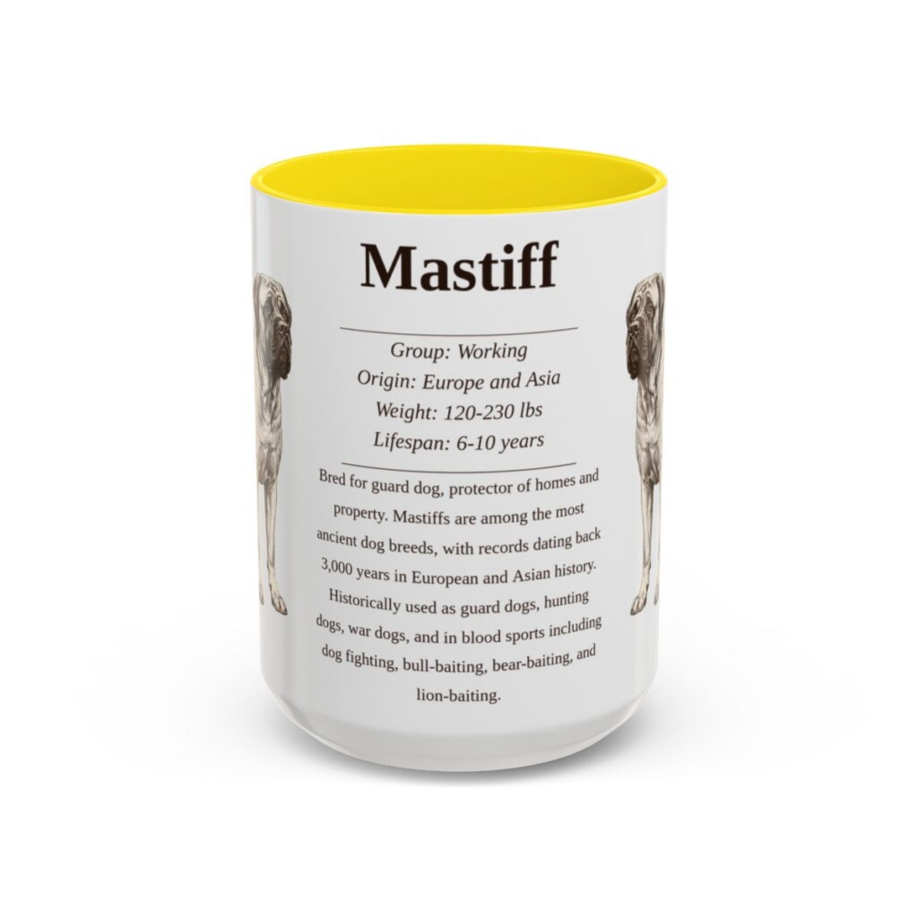 15oz Mastiff Mug, Yellow, front view