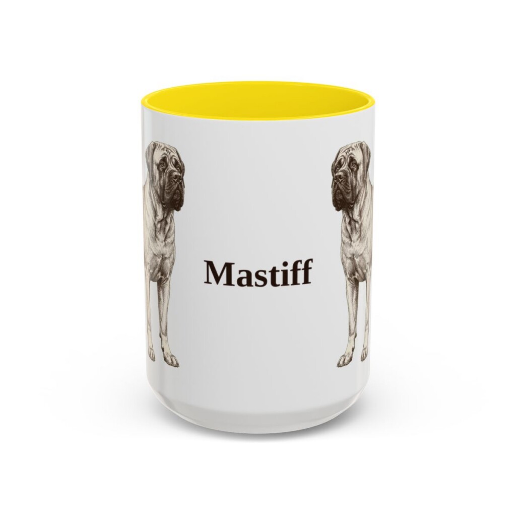 15oz Mastiff Mug, Yellow, front view