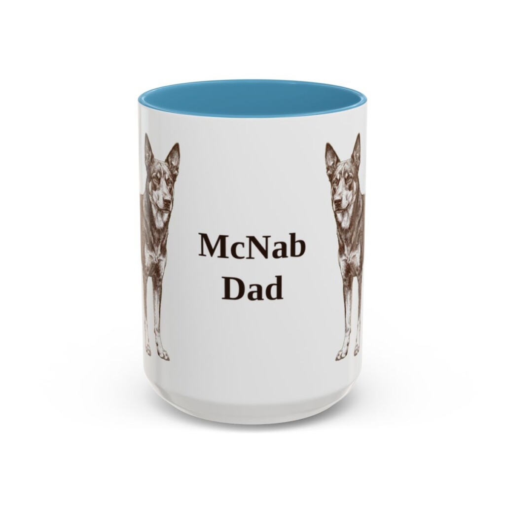 15oz McNab Dog Dad Mug, Light Blue, front view