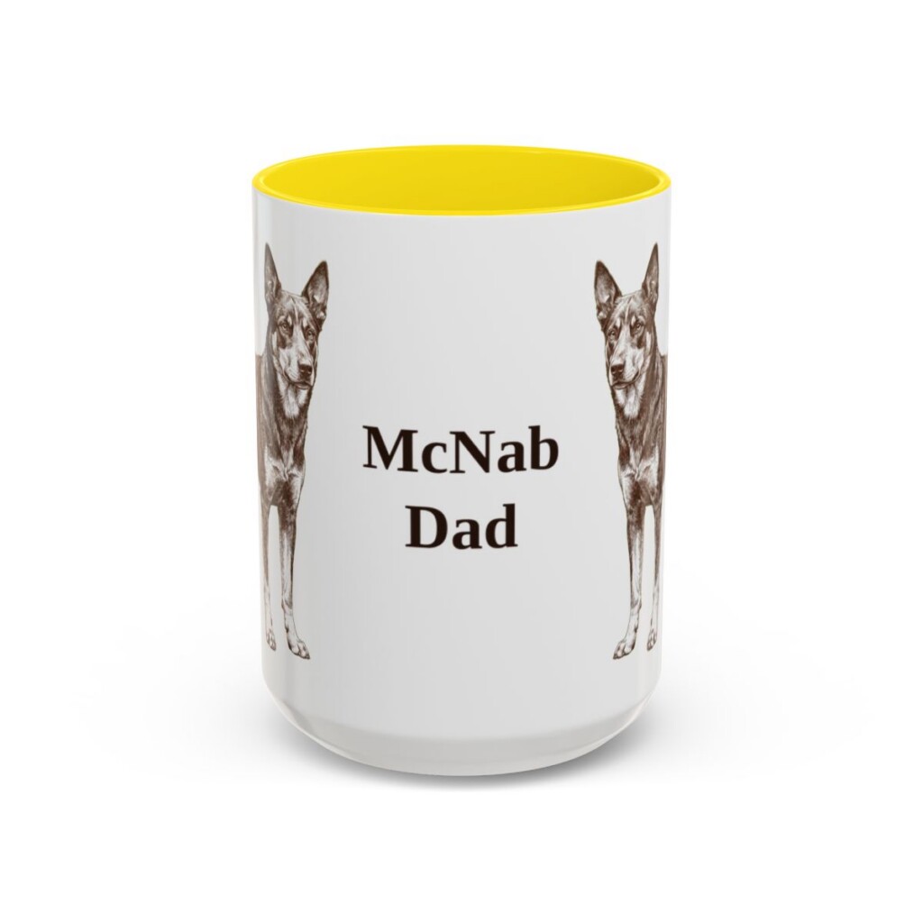 15oz McNab Dog Dad Mug, Yellow, front view