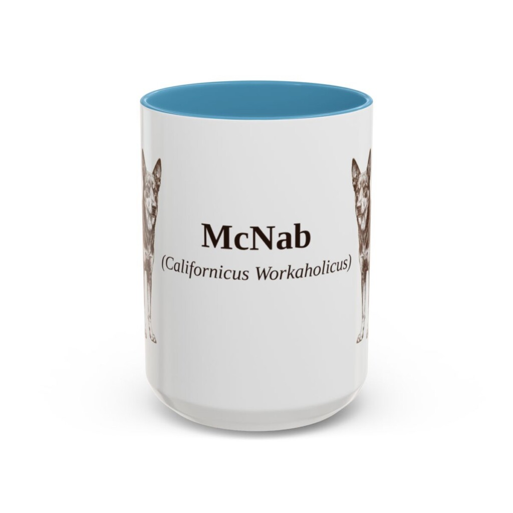 15oz McNab Latin Mug, Light Blue, front view