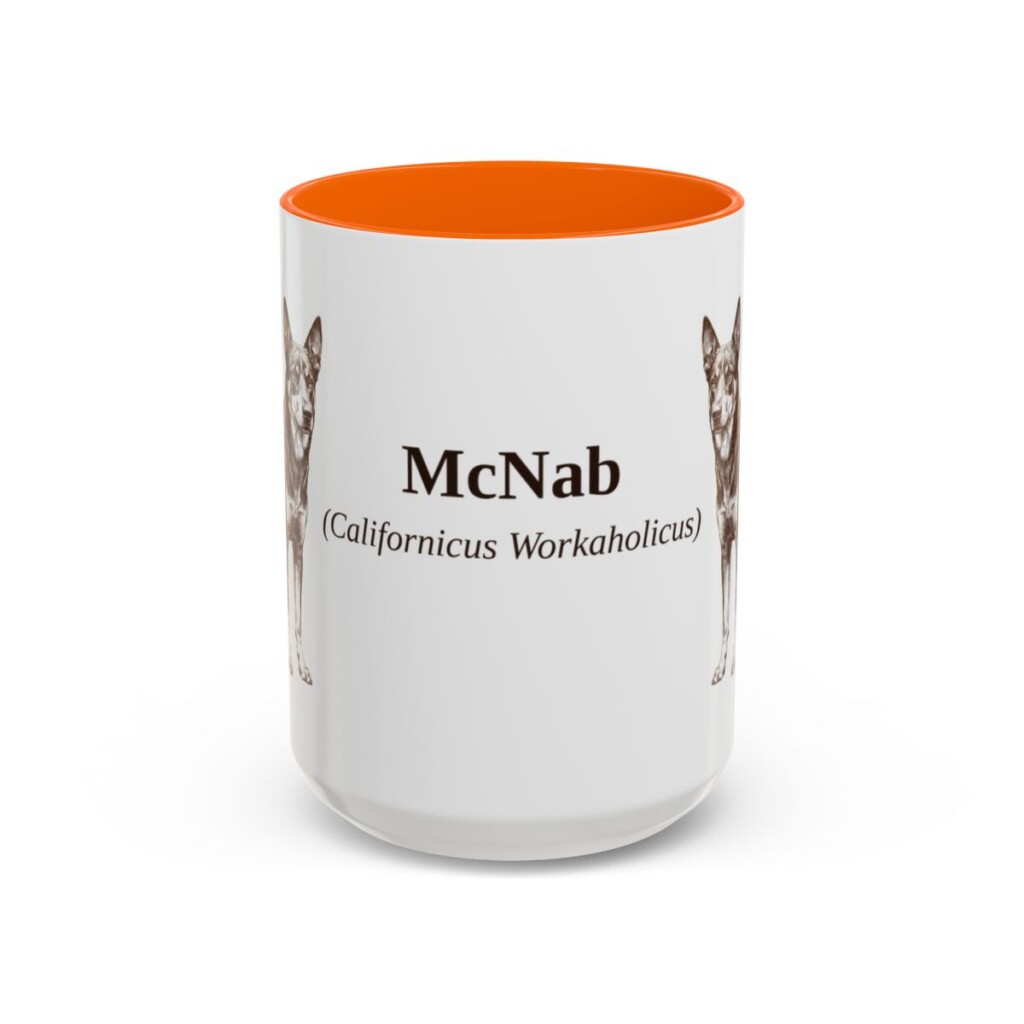 15oz McNab Latin Mug, Orange, front view