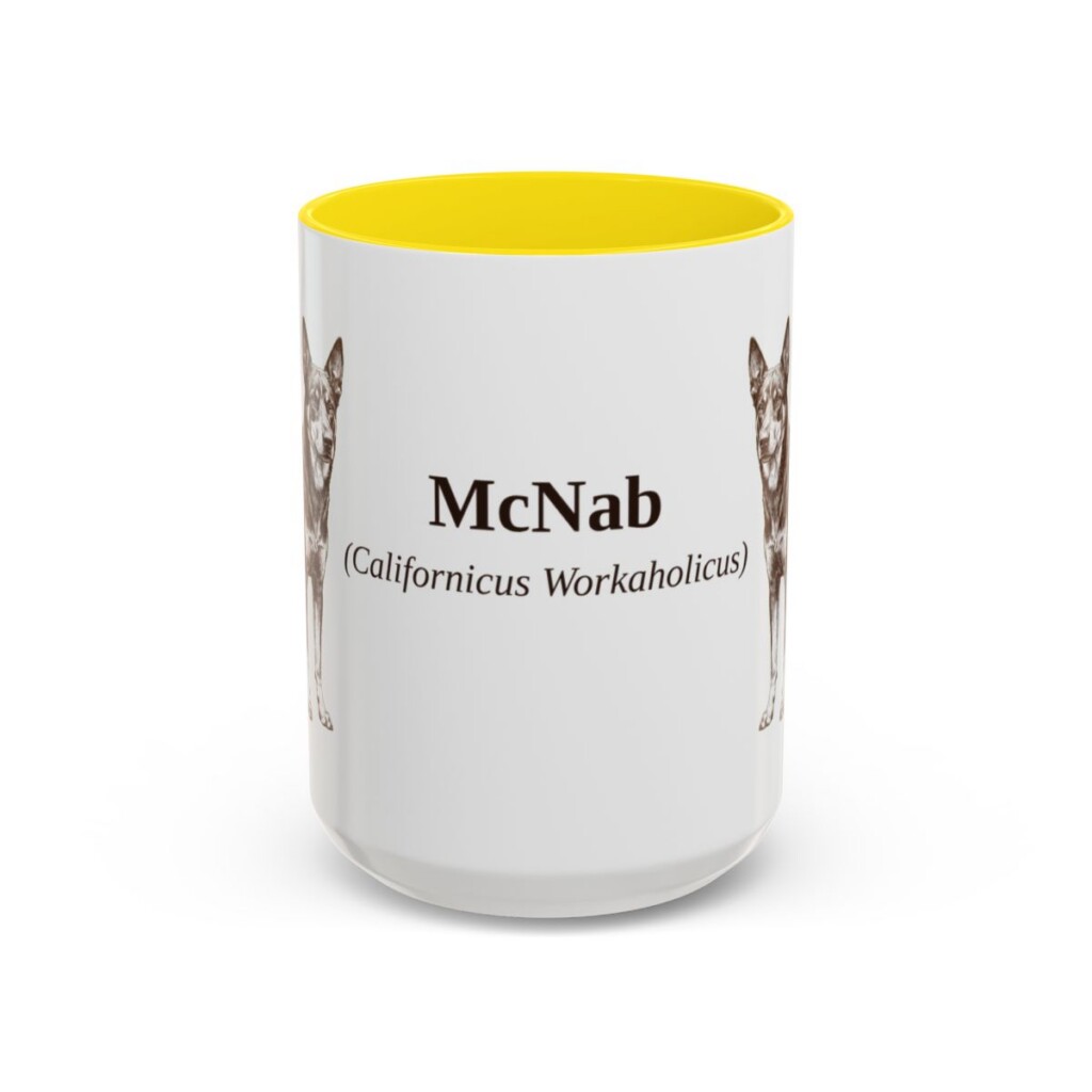 15oz McNab Latin Mug, Yellow, front view