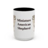 15oz Miniature American Shepherd Mug, Black, front view