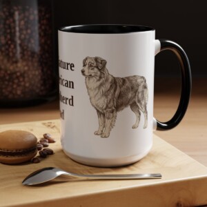 15oz Miniature American Shepherd Dog Dad Mug, Black, lifestyle photo