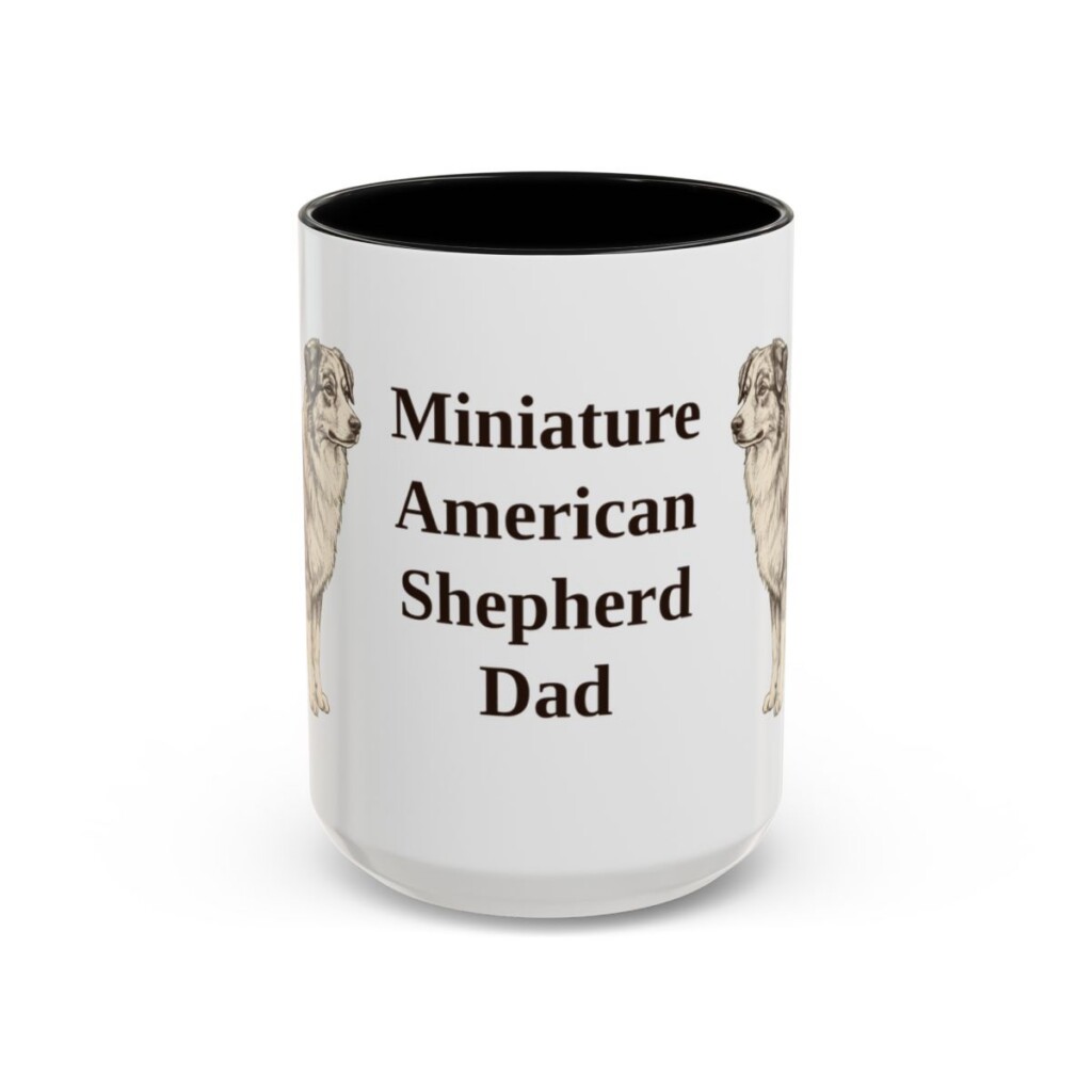 15oz Miniature American Shepherd Dog Dad Mug, Black, front view