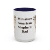 15oz Miniature American Shepherd Dog Dad Mug, Navy, front view