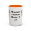 15oz Miniature American Shepherd Dog Dad Mug, Orange, front view